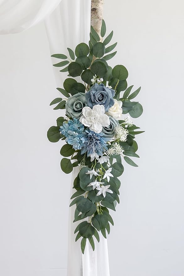 Light Blue Artificial Wedding Arch Flowers Kit - Image 5