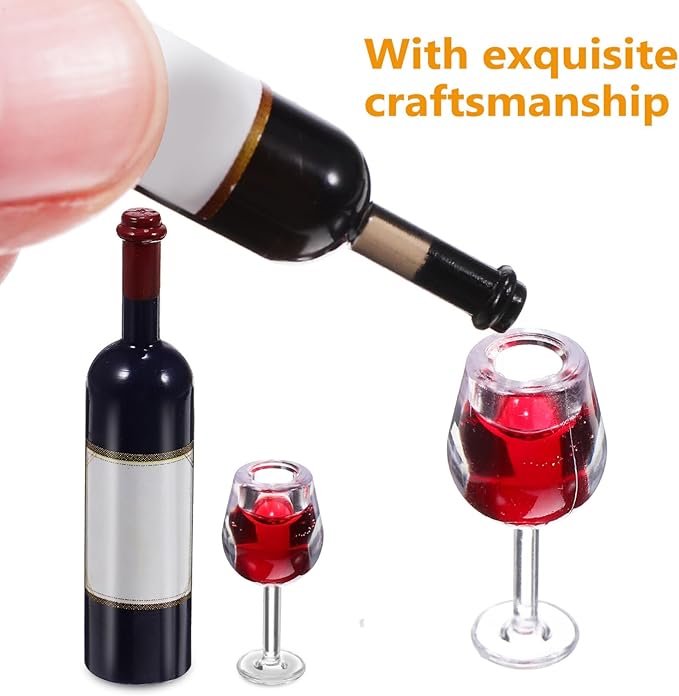 NUOBESTY Mini Bottles 18Pcs Dollhouse Champagne Set Miniature Red Wine Bottle - Image 5