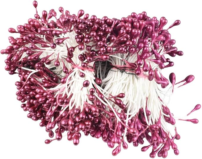 HAHIYO 700Pcs 3mm Dark Purple Pearl Double Head Flower Stamen Pistil by HAHIYO