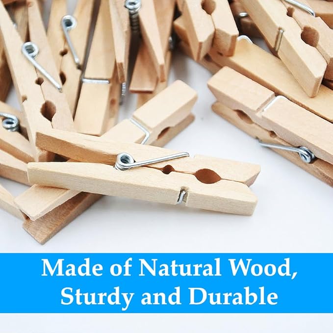 OBTANIM 100 Pack Wooden Clothespins 4 Inch Heavy Duty Clothes Clips - Image 3