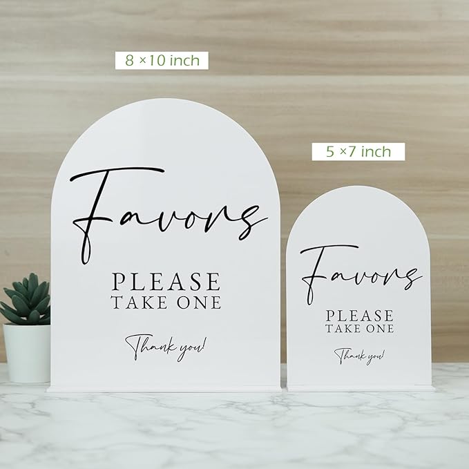 White Arch Acrylic Wedding Sign- 8"x10" Favors Sign and Base, 1/8" Thick | - Image 7