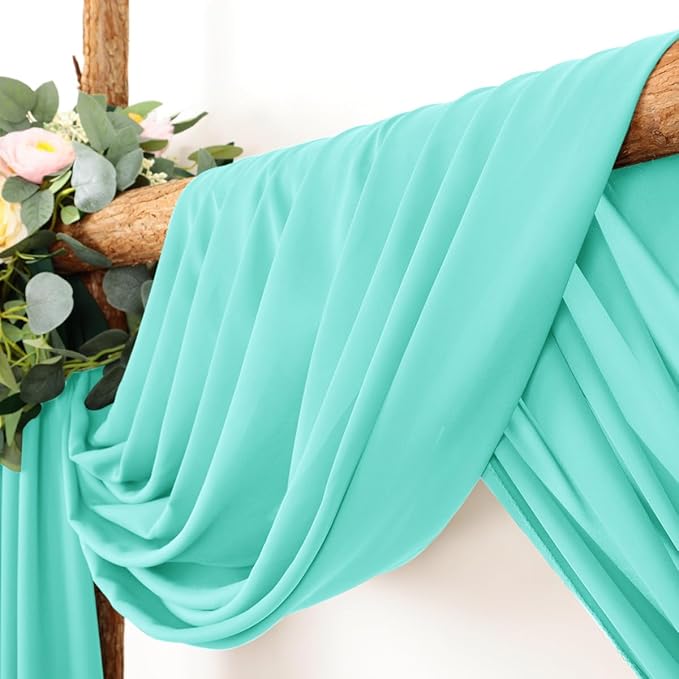 Wedding Arch Draping Fabric 1 Panel 30'' x 18FT Teal Sheer Chiffon Arch Drapery - Image 2