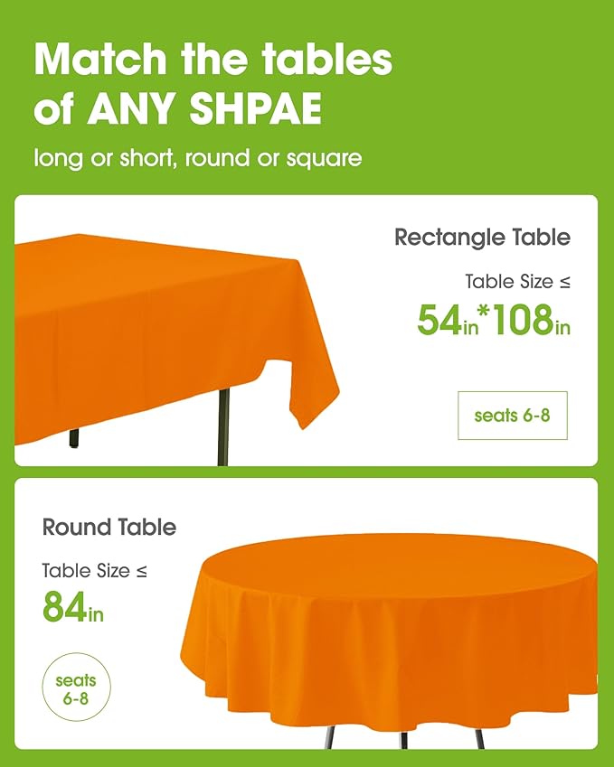 Pureegg Plastic Table Cloth Disposable 10 Pack, 54 x 108 Inch Table Cloths - Image 2