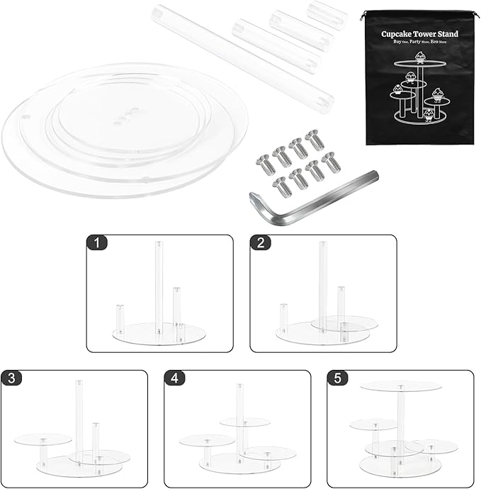 4 Tier Clear Cake and Cupcake Stand Combo - Image 4