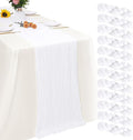 Aktor 12 Pack White Table Runner Boho Cheesecloth Table Runner Semi Sheer Gauze by Unknown