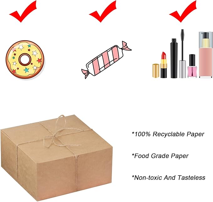 Xxcxpark 16 PCS Brown Kraft Gift Boxes 8x8x4 Inches, Decorative Party Favor - Image 6