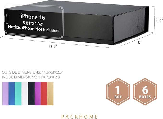 PACKHOME Gift Box 11.5x8x2.5 Inches, Sturdy Shirt Box - Image 2