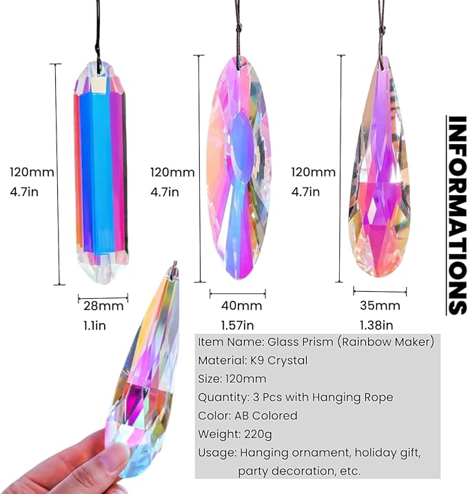 3Pcs 5-inch Crystal Sun Catcher Prisms - Image 2