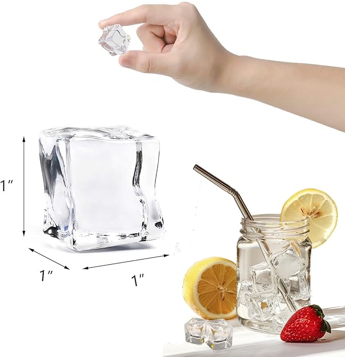 HappyFiller 22 PCS Large Crystal Square Fake Ice Cubes Acrylic Ice Rocks - Image 7