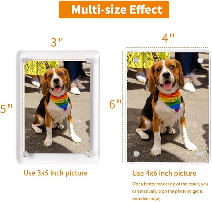 Acrylic Fridge Magnetic Picture Frames, 3x5 Inch Magnetic Clear Photo Frames - Image 3