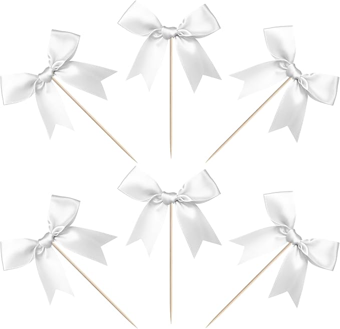 24 PCS Bow Cupcake Toppers Bow Cupcake Picks Bowknot Birthday Party Decorations - Image 3