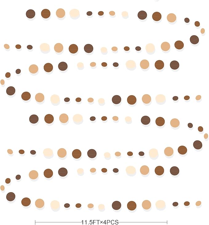 Ombre Brown Party Decorations Polka Dots Garlands Cream Tan Brown Boho Hanging - Image 2