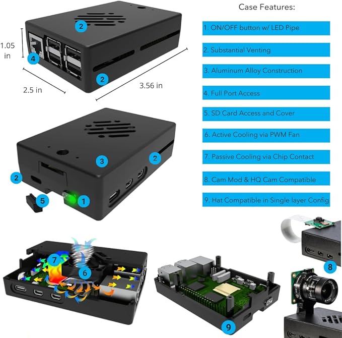 Vilros Raspberry Pi 5 Passive & Active Cooling Max Starter Kit - Image 3