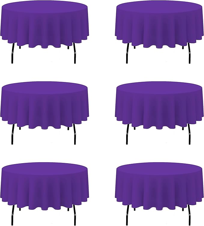 BRILLMAX 6 Pack Purple Round Tablecloths 90 Inch by BRILLMAX