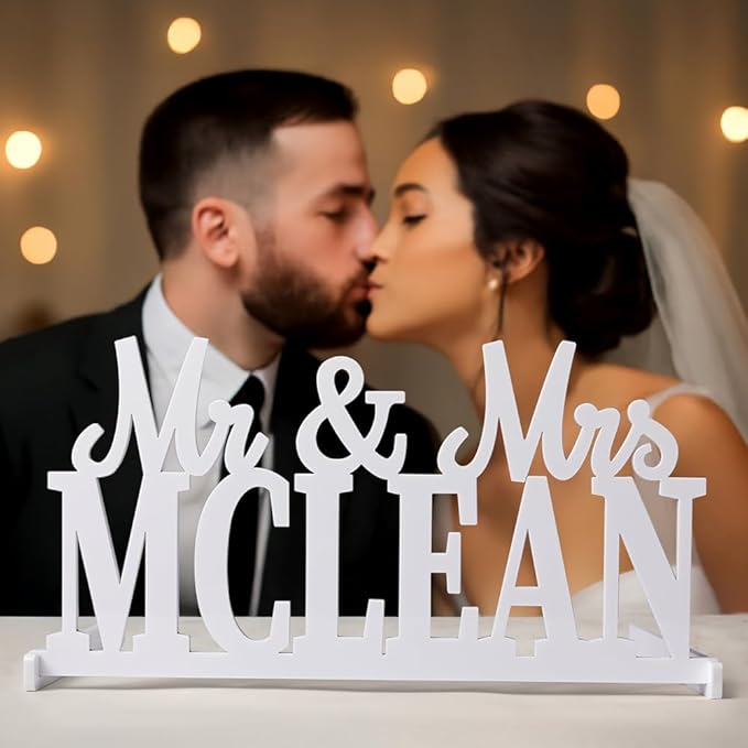 callie Personalized Mr and Mrs Wedding Table Name Sign, Custom Wooden Acrylic by callie