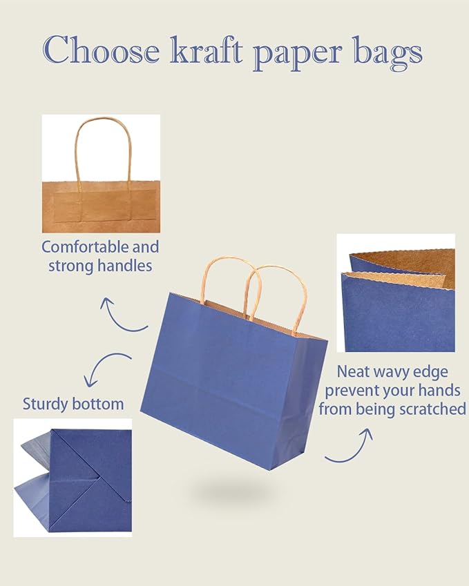 qiqee 100Pcs Wide Large Paper Gift Bags - Image 3