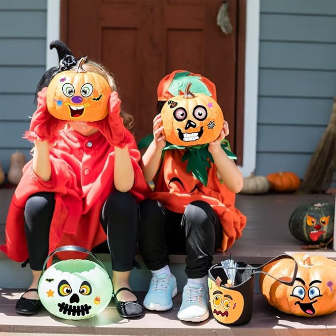 48Packs Pumpkin Decorating Kit, Make Your Own Small Pumpkin face Stickers - Image 6