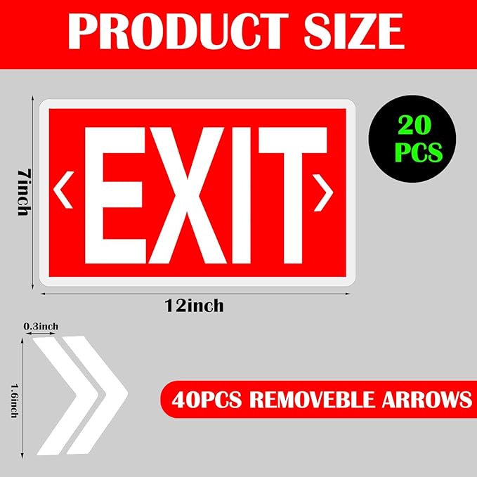 20 Pcs Glow in the Dark Exit Signs - Image 2