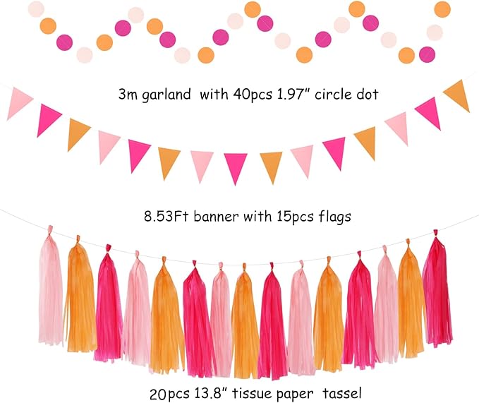 Hot-Pink Burnt-Orange Fall Party Decorations - Image 3