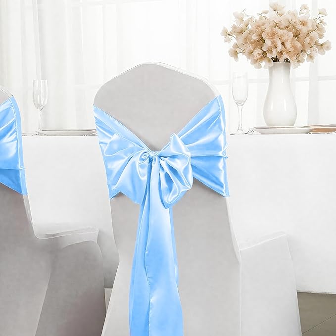 SHEJIZE 2 Pack Light Blue Satin Table Runner 12x108 Inches Long, Bright Silky - Image 3