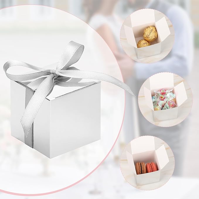 EUSOAR Small Gift Boxes with Lids, Cube Candy Box Mini Muffins Bags Macaron - Image 3