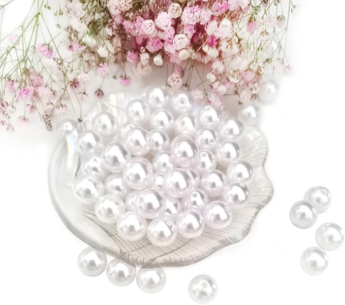 100Pcs 16mm White Pearl Beads for Cratfs, Big Size Loose Pearl Beads - Image 3