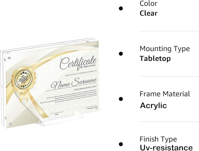 2 Pack 11x14 Acrylic Picture Frame, Frameless Floating Frame - Image 7