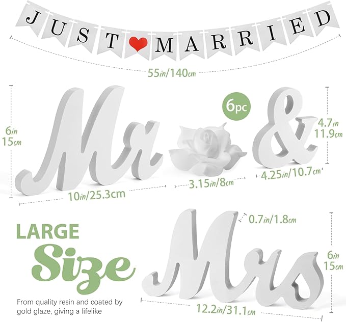 White Wooden Mr and Mrs Signs for Wedding Table, Wooden Wedding Table Signs for - Image 3