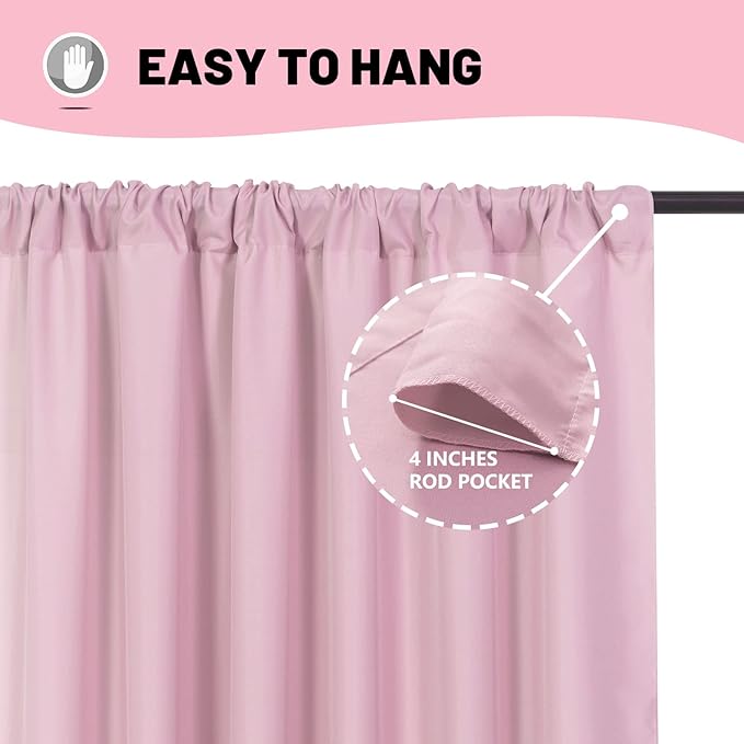 Pink Backdrop Curtain for Parties Rod Pocket Pink Curtains Photography Backdrop - Image 5