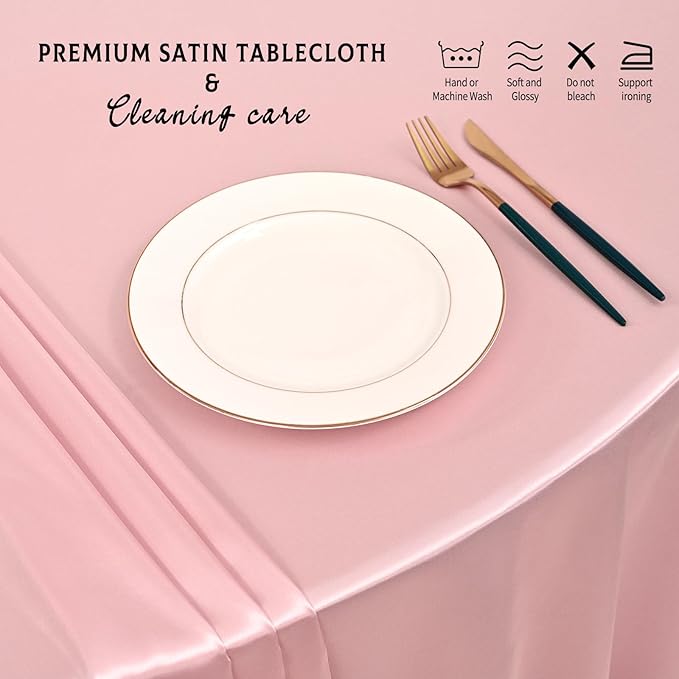 6 Packs Satin Tablecloth 120 Inch Rose Gold Round Table Cloth Silk Tablecloth - Image 5