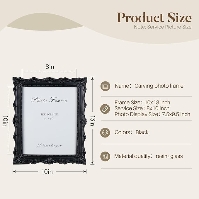 Cuspin 8x10 Black Picture Frame, Handcrafted Resin Frame - Image 6