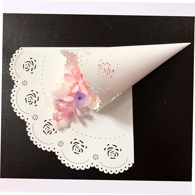 jojofuny 40 Pcs Rose Petals Party Confetti Cone Holder Candy Cone Bags Confetti - Image 8