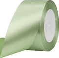 Pale Green Solid Satin Ribbon 2 Inch 25 Yards Solid Polyester Fabric Ribbon by Riunbb
