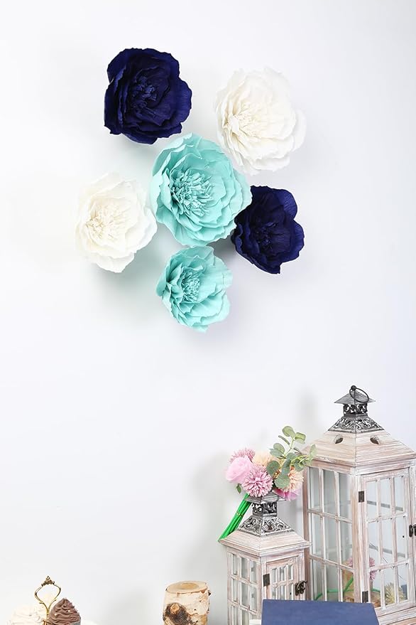 Paper Flower Decorations for Wall, Baby Boy Nursery Wall Decor, Bridal Shower - Image 7