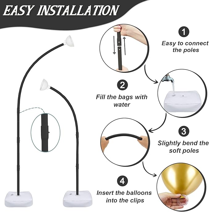 AerWo Balloon Arch Kit Stand, 8.2ft+6ft Half Arch Balloon Stand - Image 4