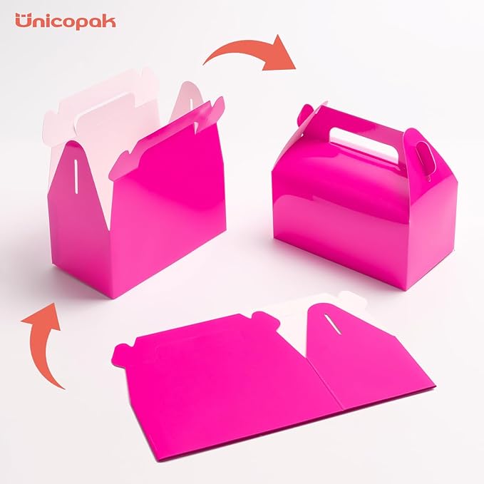 UnicoPak 30 Pack Shiny Hot Pink Gable Gift Boxes Party Favor Boxes, Candy Treat - Image 3