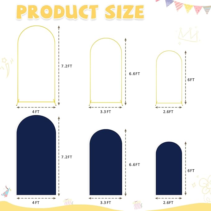 Metal Arch Backdrop Stand and Cover Set 6&6.6&7.2ft Navy Blue Arch Backdrop - Image 2