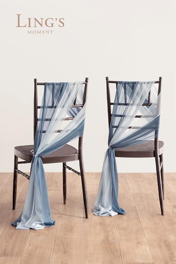 Ling's moment Wedding Chair Sashes Cover Aisle Decorations Draping Fabric - Image 2