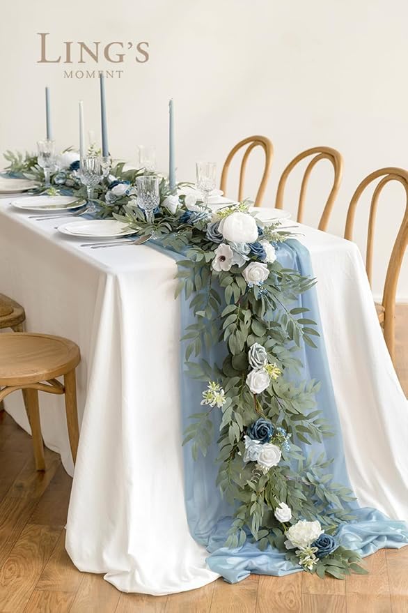 Ling's Moment Flower Garland - 6FT Eucalyptus & Rose - Sweetheart Table Decor - Image 2