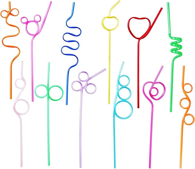24 Pcs Silly Crazy Straws for Kids Reusable Plastic Loop Curly Crazy Drinking by WelcometoCVNDKN
