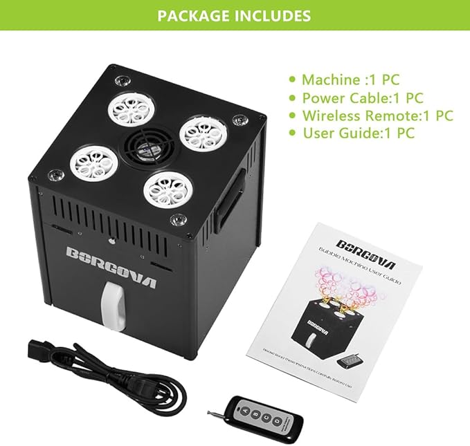 Stage Bubble Machine with Lights, DMX Control, Wireless Remote - Image 7