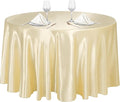 Ruisita 120 Inches Round Satin Tablecloths Champagne Overlay Round Satin Table by Ruisita