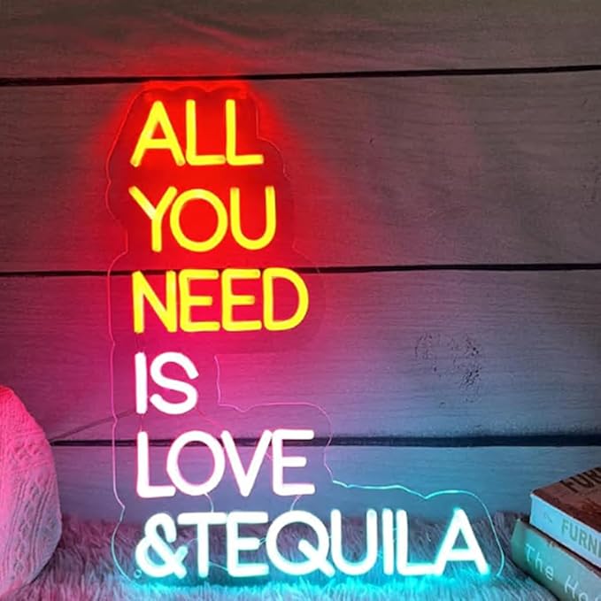 All You Need Is Love & Tequila Neon Sign, Custom Bar Neon Light Home Bar - Image 2