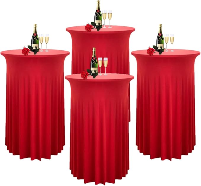 Albassa 4 Pack Cocktail Table Covers 32"x 43" Spandex Stretch Round Cocktail by AlbassaMakeYourPartyUnique