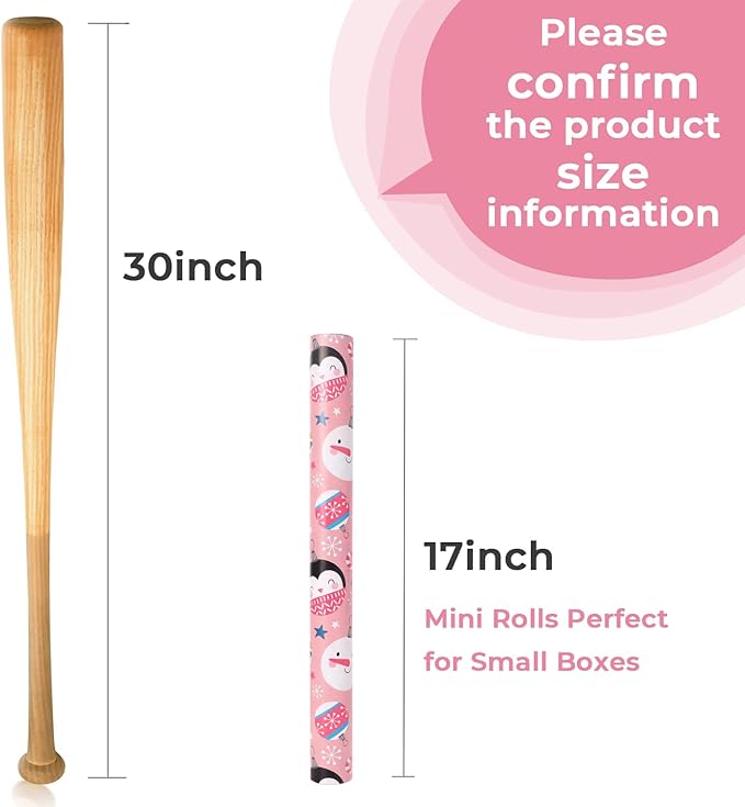 Ribbli Pink Christmas Wrapping Paper Reversible Cute Christmas elements Gift - Image 2