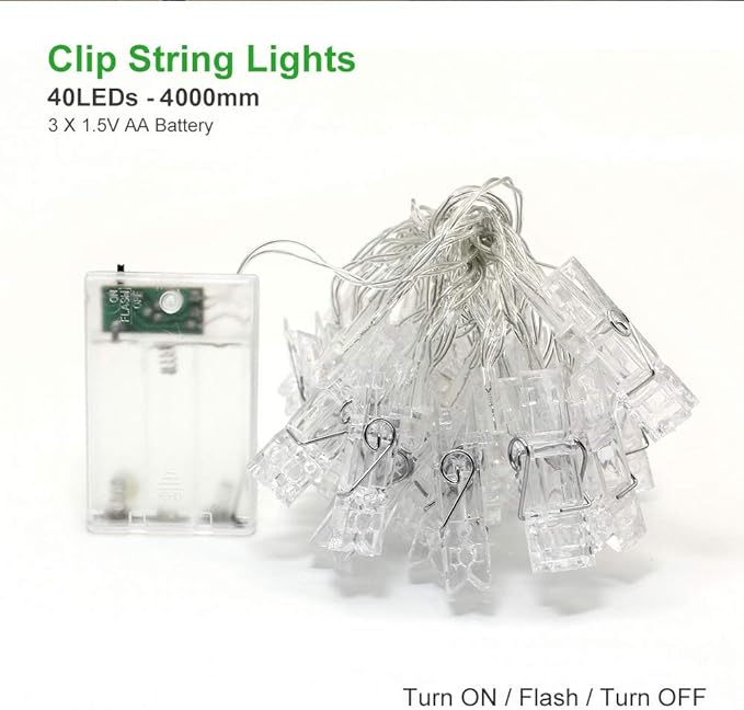 Dopheuor Photo Clip String Lights LED Fairy Clip String Lights Hanging Photo - Image 7