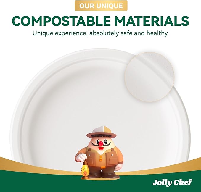 JOLLY CHEF Compostable Heavy Duty Plates   Eco-Friendly Disposable - Image 6