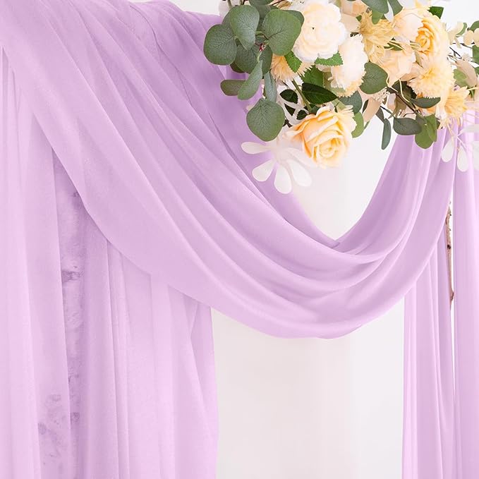 Socomi Lilac Purple Wedding Arch Draping Fabric 29" x 20Ft 1 Panel Sheer - Image 2