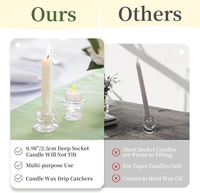 Glasseam Taper Candle Holders Bulk: 10pcs Glass Candle Sticks Holder Decor - Image 5