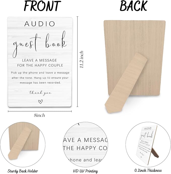 Audio Guestbook Sign, Audio Phone Guestbook Wooden Stand 8x11.2inch, Audio - Image 6